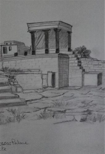 Pencil drawing, Knossos.